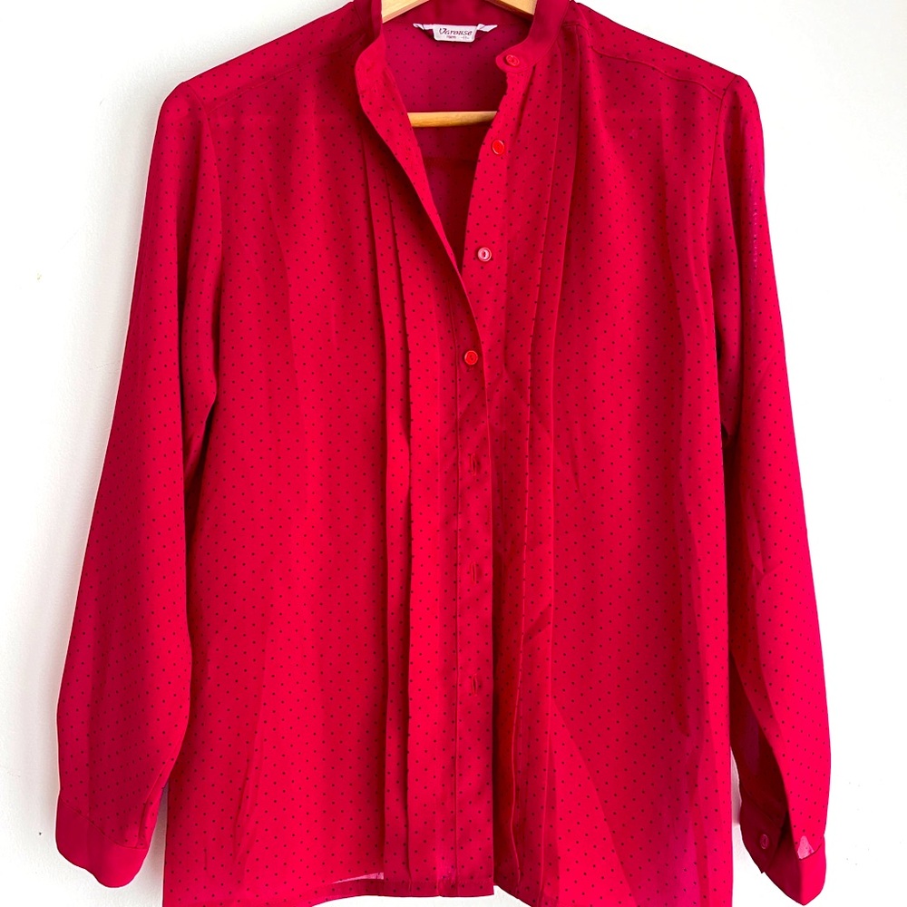 Women’s blouse red black polka dots